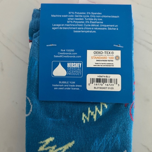 Bubble Yum Retro Crew Socks, Unisex, Size 6-12, Blue Swirl Pattern – NWT - Picture 4 of 5